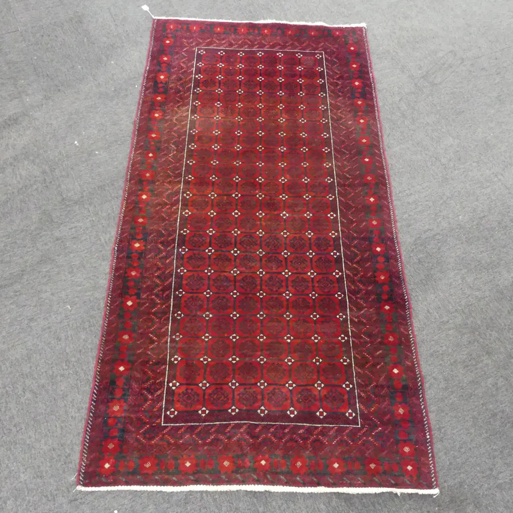 AFGHANI TURKOMAN HAND KNOTTED RUG RED TONES. 2250 x 1300MM Image 1++