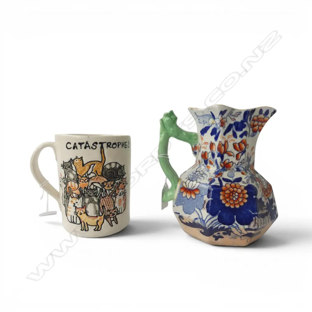 MASONS IRONSTONE PATTERN JUG H.170mm + POTTERY "CATASTROPHE!" MUG  Image 1++