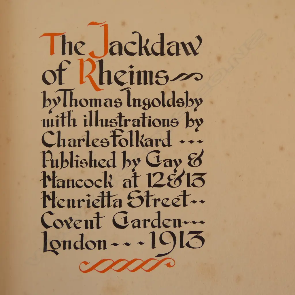1913 FIRST ED 'The Jackdaw of Rheims' by Thomas Ingoldsby, 12 colour plates by Charles Folkard, pub. by Gay & Hancock Image 1++
