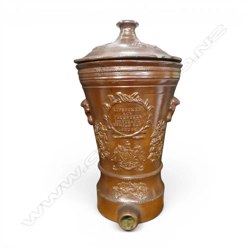ANTIQUE WATER FILTER LIPSCOMBE & Co, TEMPLE BAR, LONDON H.550mm (lid w. chip & repair) Image 1++
