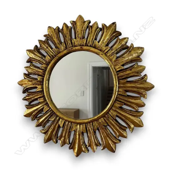 ORNATE FRENCH GILDED SUNBURST WALL MIRROR Dia.900mm
