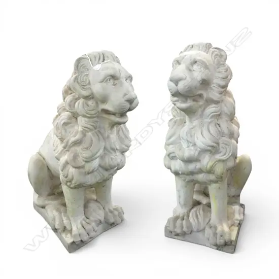 PR OUTDOOR SEATED CONCRETE LIONS H590MM
