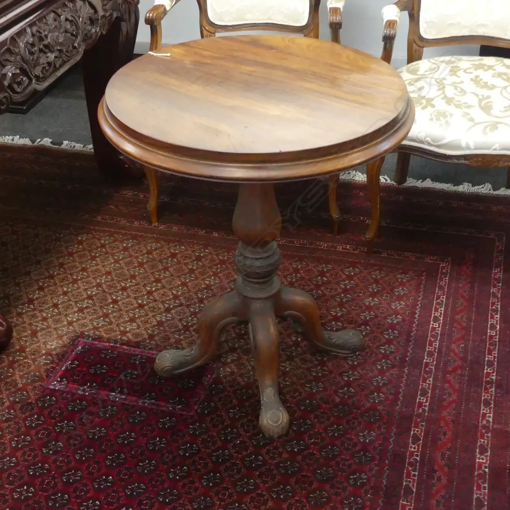 VICTORIAN MAHOGANY TILT TOP SIDE TABLE H.710mm 615mm dia Image 1++