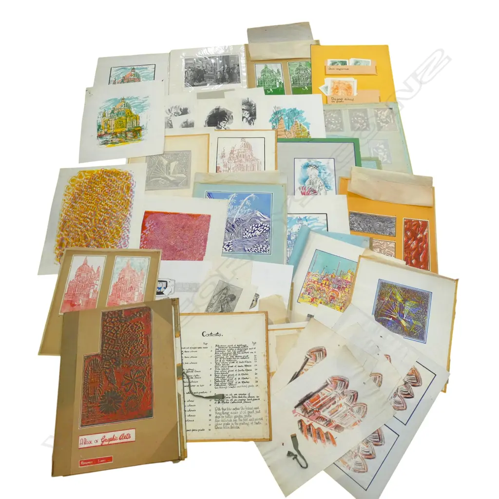 ART FOLIO OF MARGERT J SHARPE 1968 SCREEN PRINTS WOOD BLOCK ENGRAVINGS POINT ETCHINGS ETC Image 1++