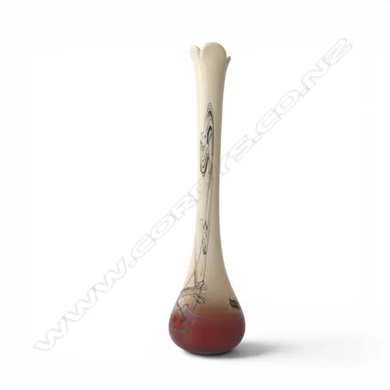 TALL LONG NECK ART GLASS VASE H360MM