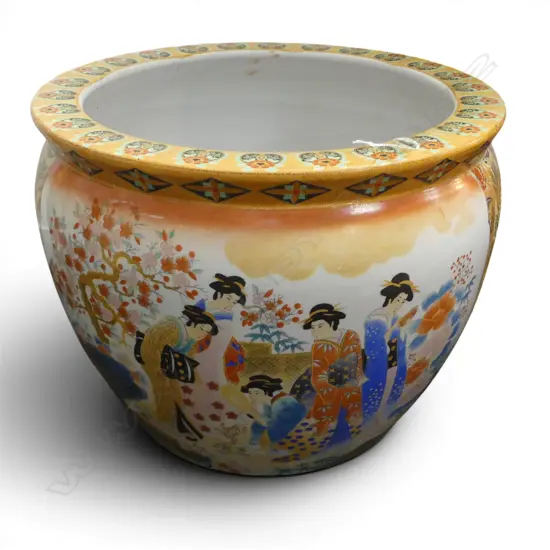 LARGE ORIENTAL PORCLAINE FISH BOWL DIA410 H320MM