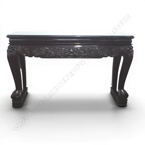 EXTRA LARGE CHINESE ALTAR TABLE SIDEBOARD dark red brown lacquer finish. Glass top 2140x690x1280mm