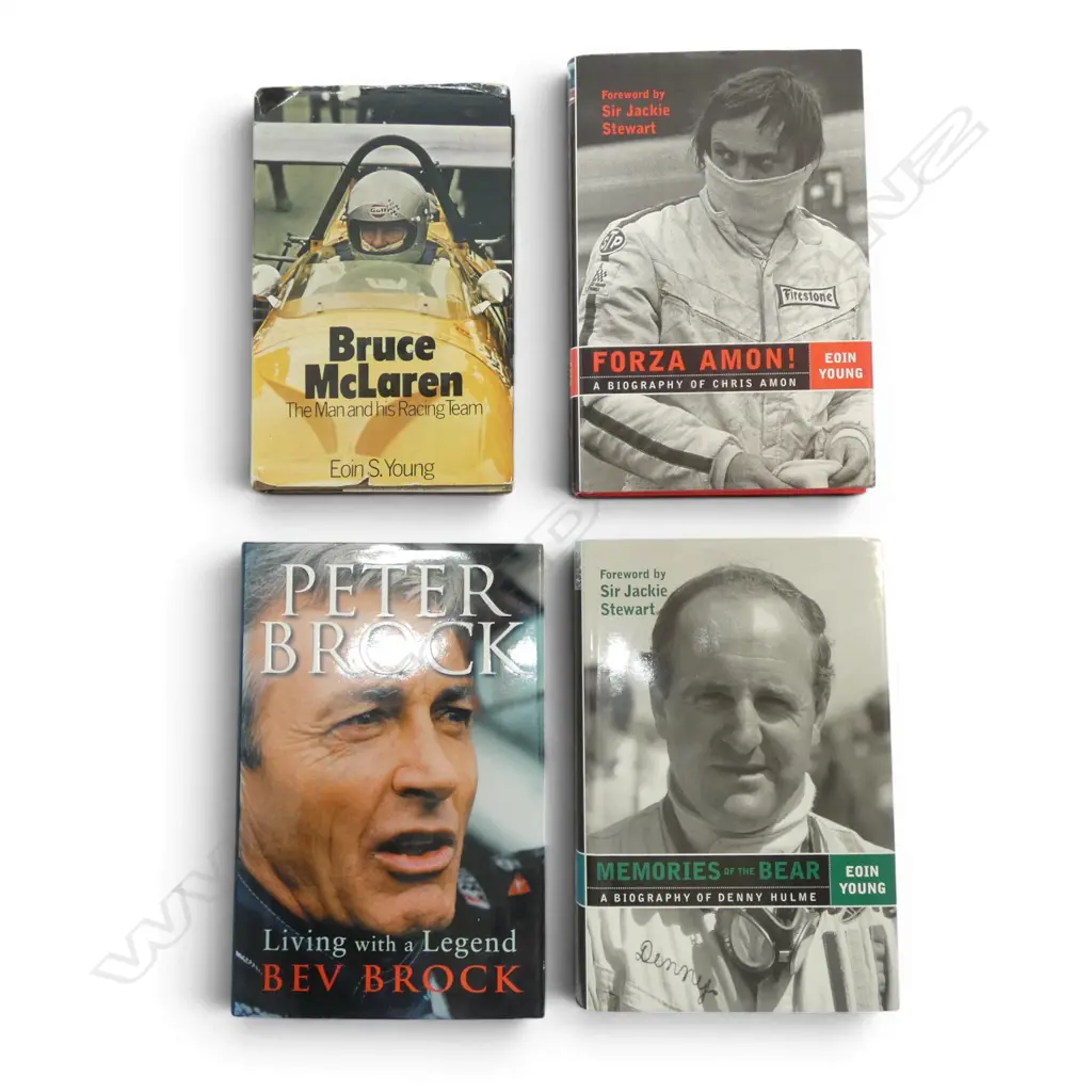 4 N.Z. RACING BOOKS; BRUCE MCLAREN, FORZA AMON, MEMORIES OF THE BEAR & BEV BROCK Image 1++
