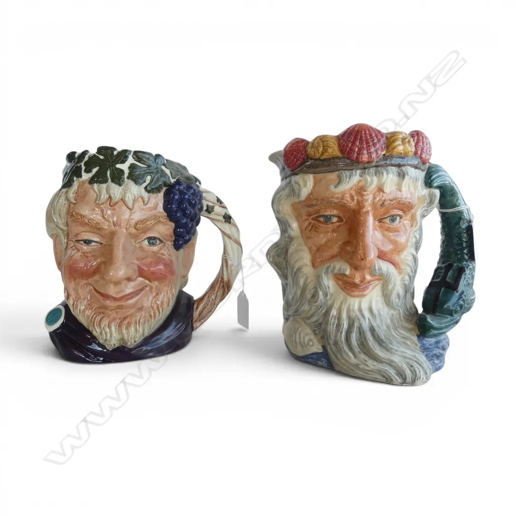 2 LARGE SIZE RD CHARACTER JUGS  NEPTUNE & BACCHUS H190MM Image 1++