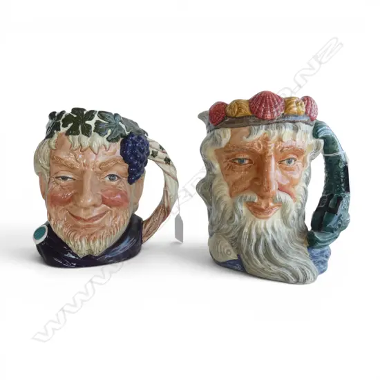 2 LARGE SIZE RD CHARACTER JUGS  NEPTUNE & BACCHUS H190MM