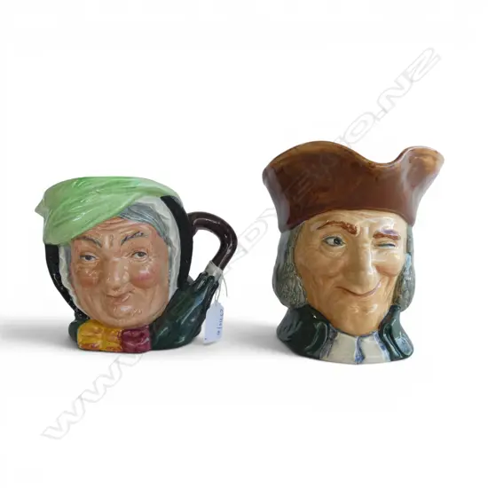 2 LARGE SIZE RD CHARATER JUGS  VICAR OF BRAY & SAREY GAMP H190MM