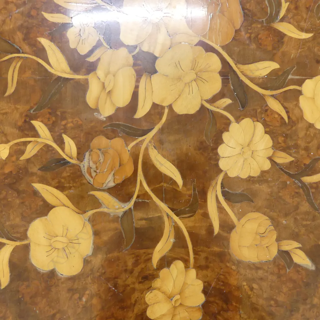 ITALIAN WALNUT INLAID TABLE w. 1 540mm LEAF 1750x1090x755m Image 1++
