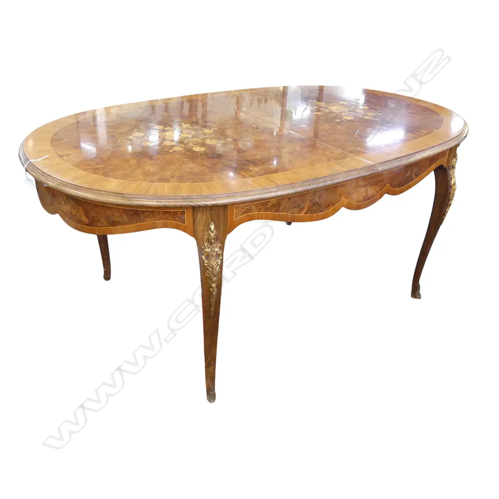 ITALIAN WALNUT INLAID TABLE w. 1 540mm LEAF 1750x1090x755m Image 1++
