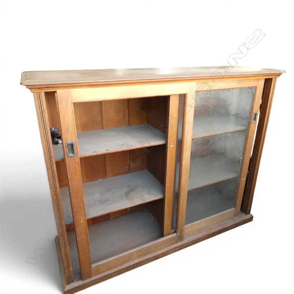 VINTAGE BOOKCASE CABINET one glass pane missing, needs attentions 1550x490x1210mm Image 1++