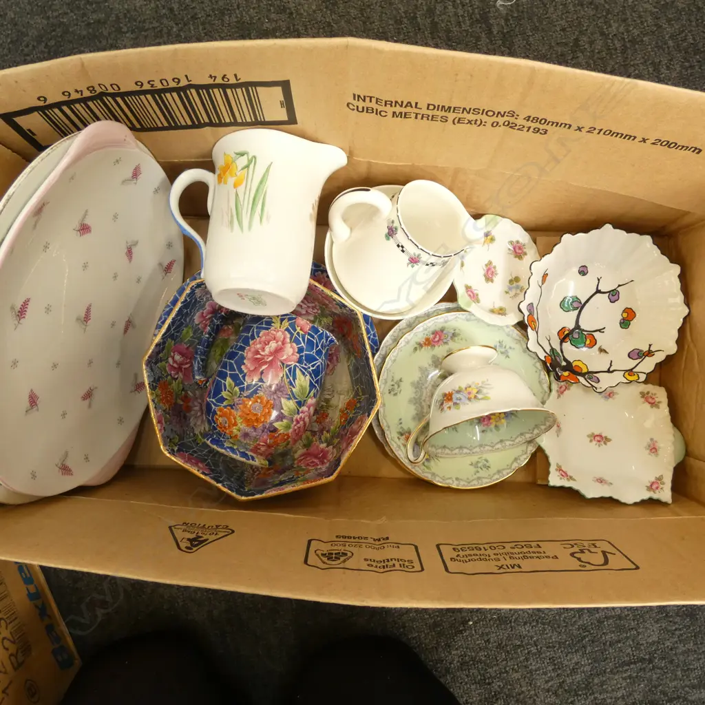 SHELLEY CHINA BOWL JUG & PLTE CSP 2 CAKE PLATES C/SUGAR 3 DISHES & JUG Image 1++