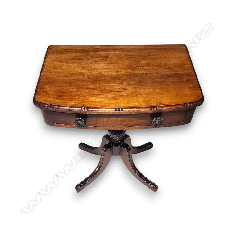 REGENCY-STYLE WALNUT PEDESTAL SIDE TABLE WITH A SINGLE DRAWER 600H x 360 x 550 Image 1++