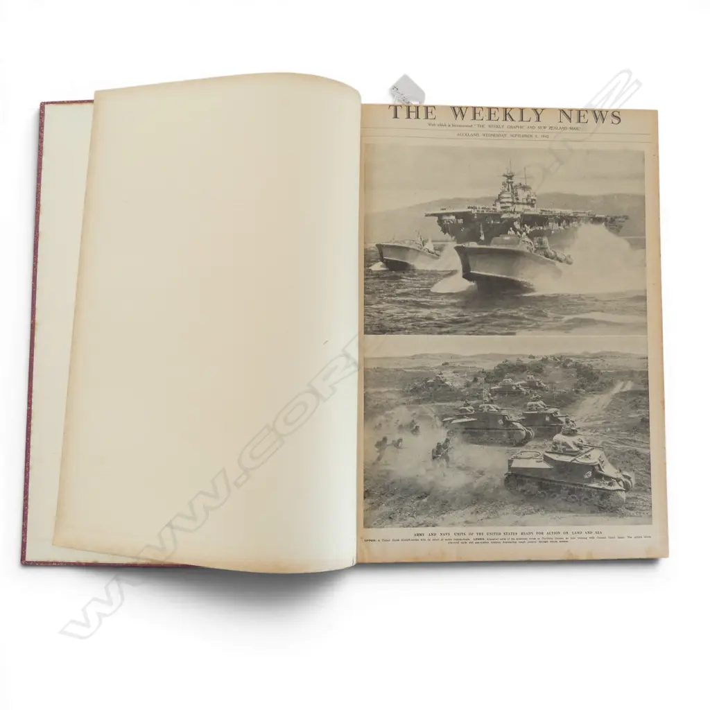 BOUND VOL AUCKLAND WEEKLY NEWS PHOTO SECTIONS SEPT 1942-SEPT1943, WWII coverage Image 1++
