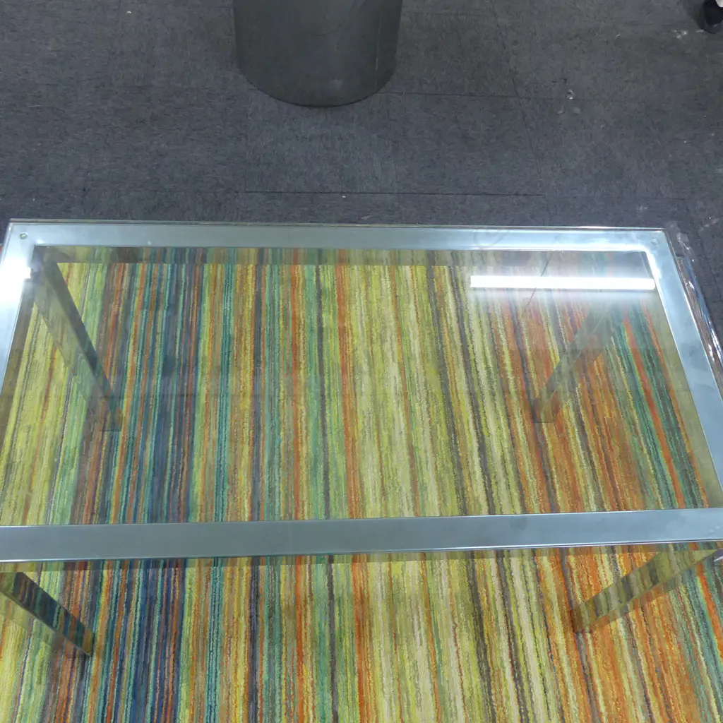 CONTEMPORARY GLASS TOP TABLE 1200x600x750mm Image 1++