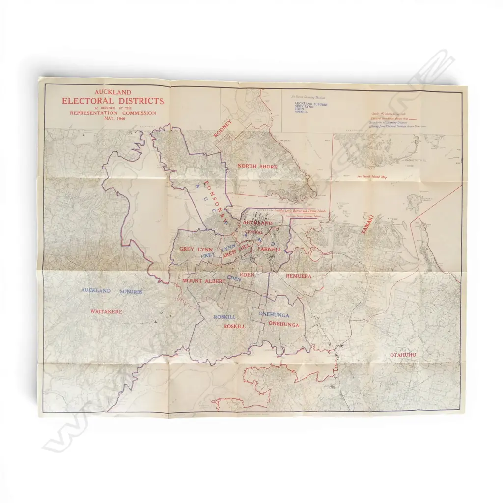 LRG MAP 1946 AUCKLAND ELECTORAL DISTRICTS Image 1++