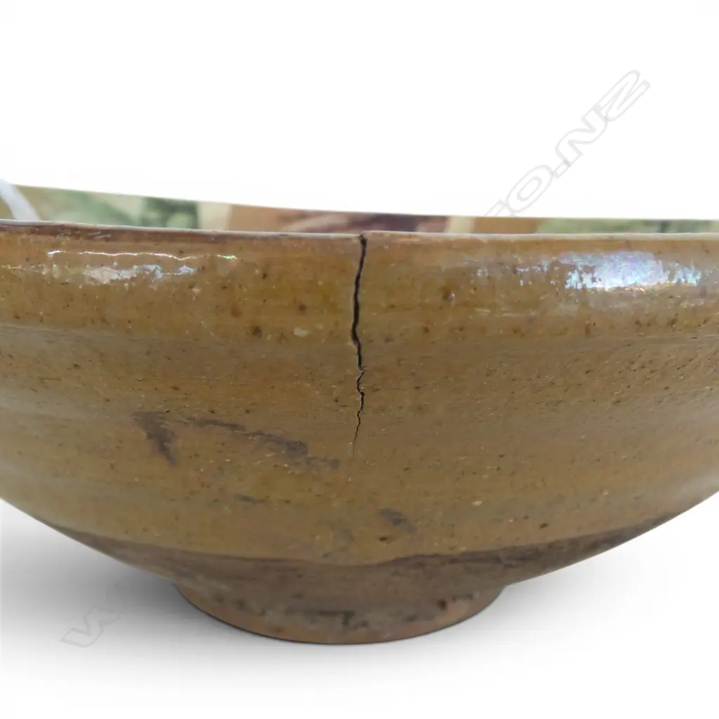 GLAZED TERRACOTTA BOWL, Dia.270mm, firing cracks Image 1++