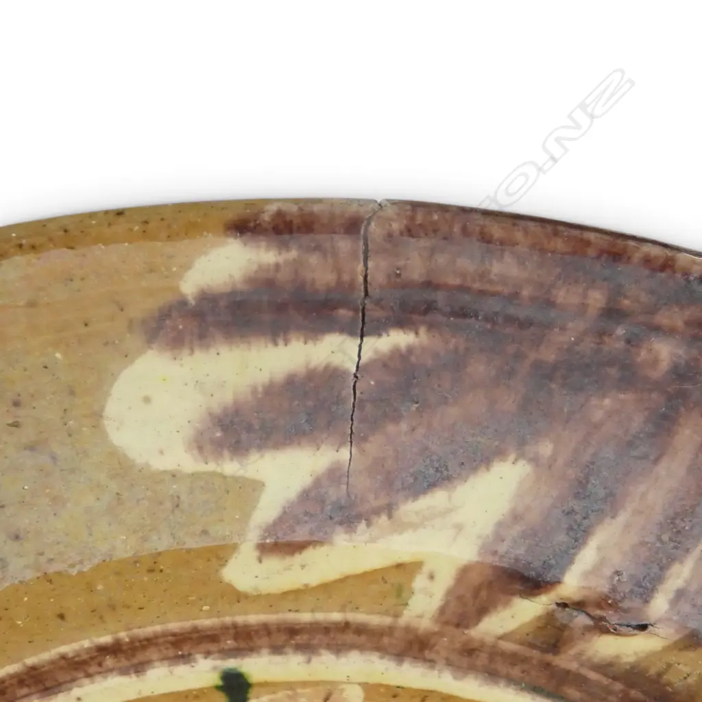 GLAZED TERRACOTTA BOWL, Dia.270mm, firing cracks Image 1++