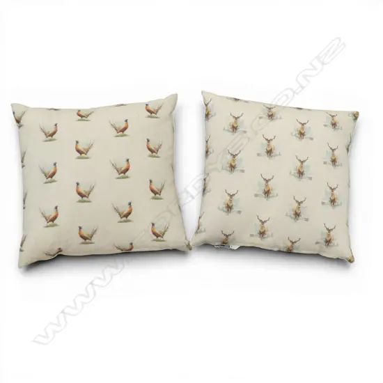 PR UPHOLSTERED FEATHER CUSHIONS pheasant & stag  