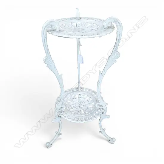  VINTAGE CAST ALLUMINIUM 2 TEIR PLANT STAND H750MM
