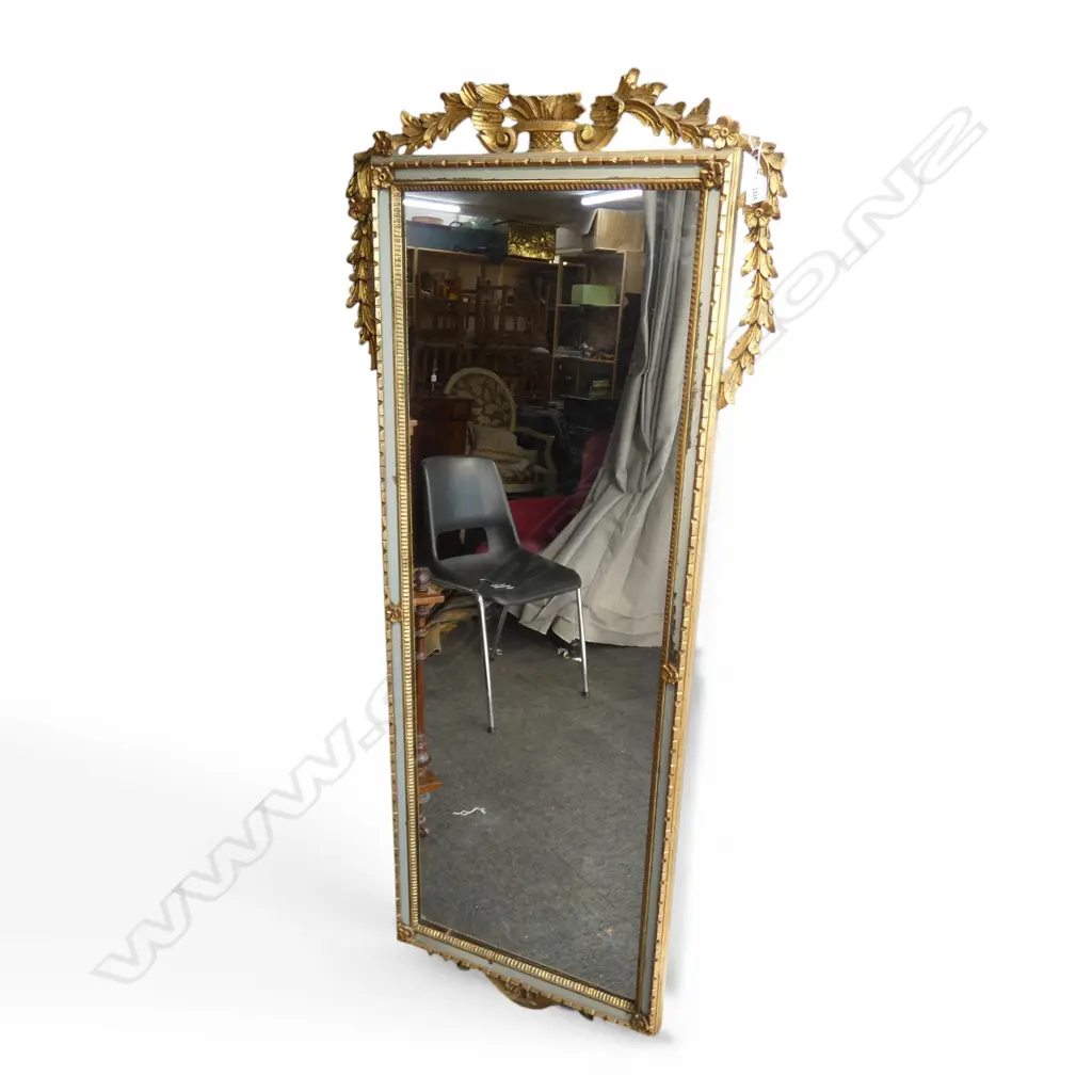 GILT WOOD MIRROR (TOP PIECE MISSING) 1550x640mm Image 1++