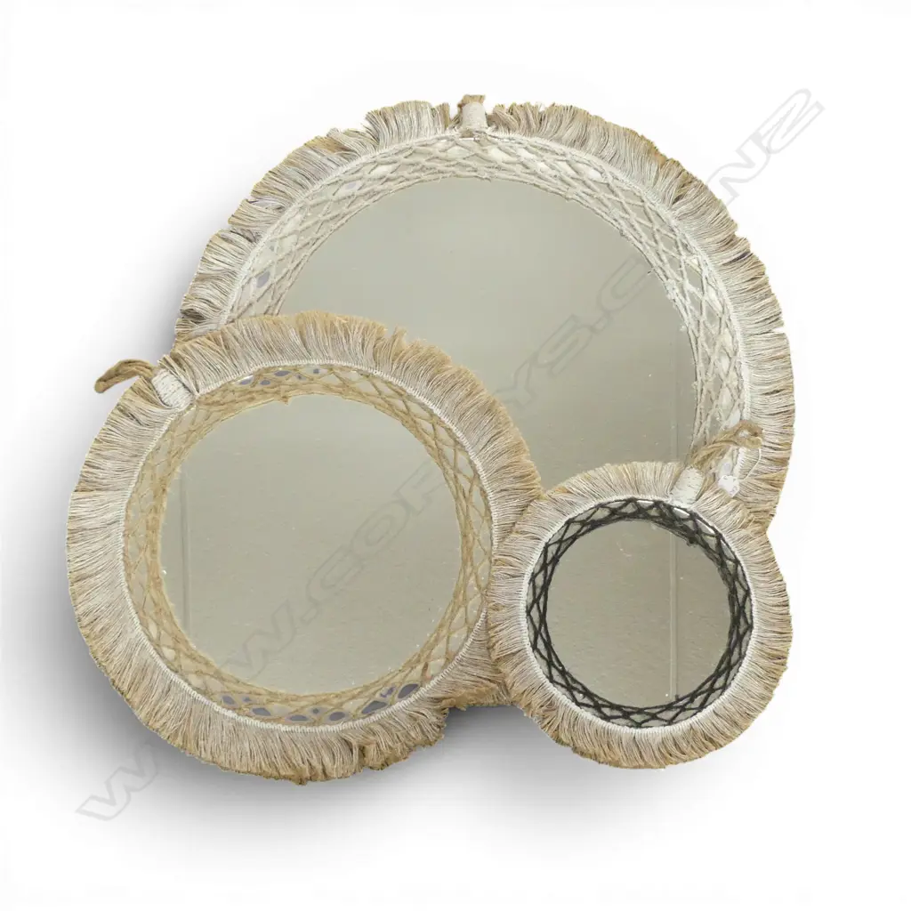 3 MODERN FRINGED MIRRORS 340, 520, 700mm dia Image 1++