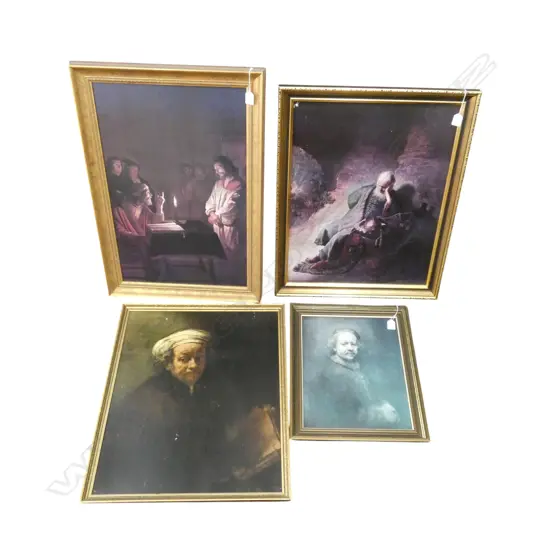 4 PRINTS; 2 OF REMBRANDT & 2 OTHERS 630x410mm