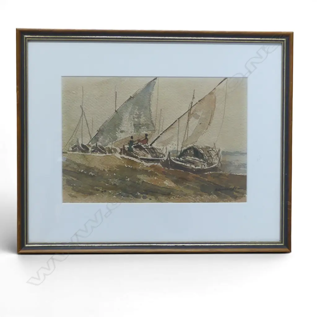 ARTIST UNKNOWN, BOATS, WATERCOLOUR, 175x260mm Image 1++