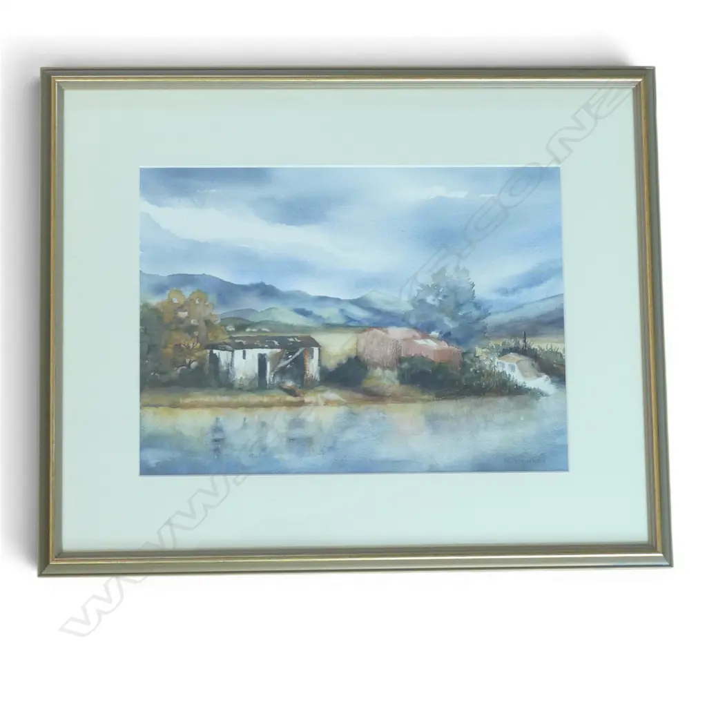 FRAMED W/C TWILIGHT AT COROMANDEL SIGNED MARGRET HARVEY H270 W360MM Image 1++