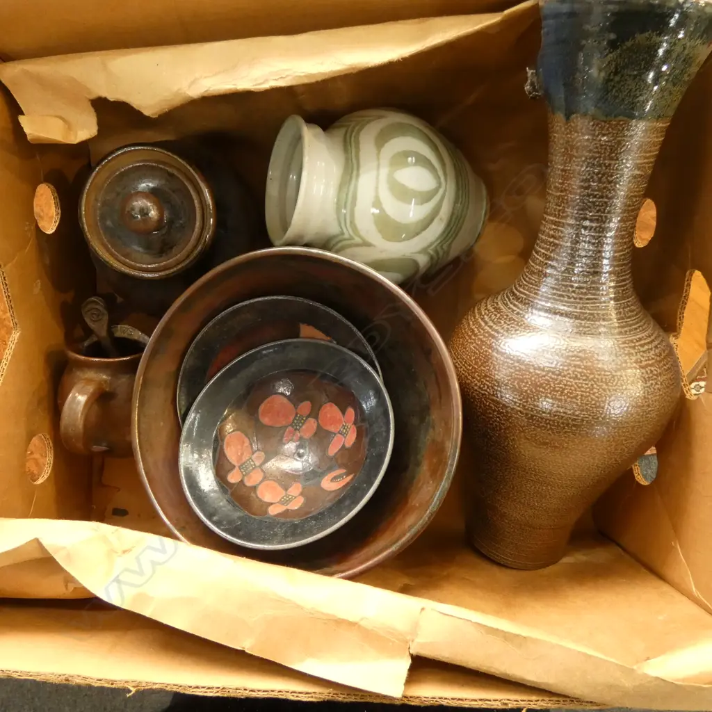 BOX OF ASST. STUDIO POTTERY Image 1++