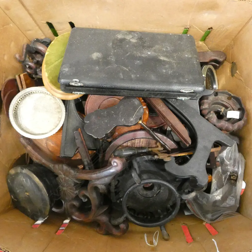 LARGE BOX of ORIENTAL WOOD STANDS ETC Image 1++