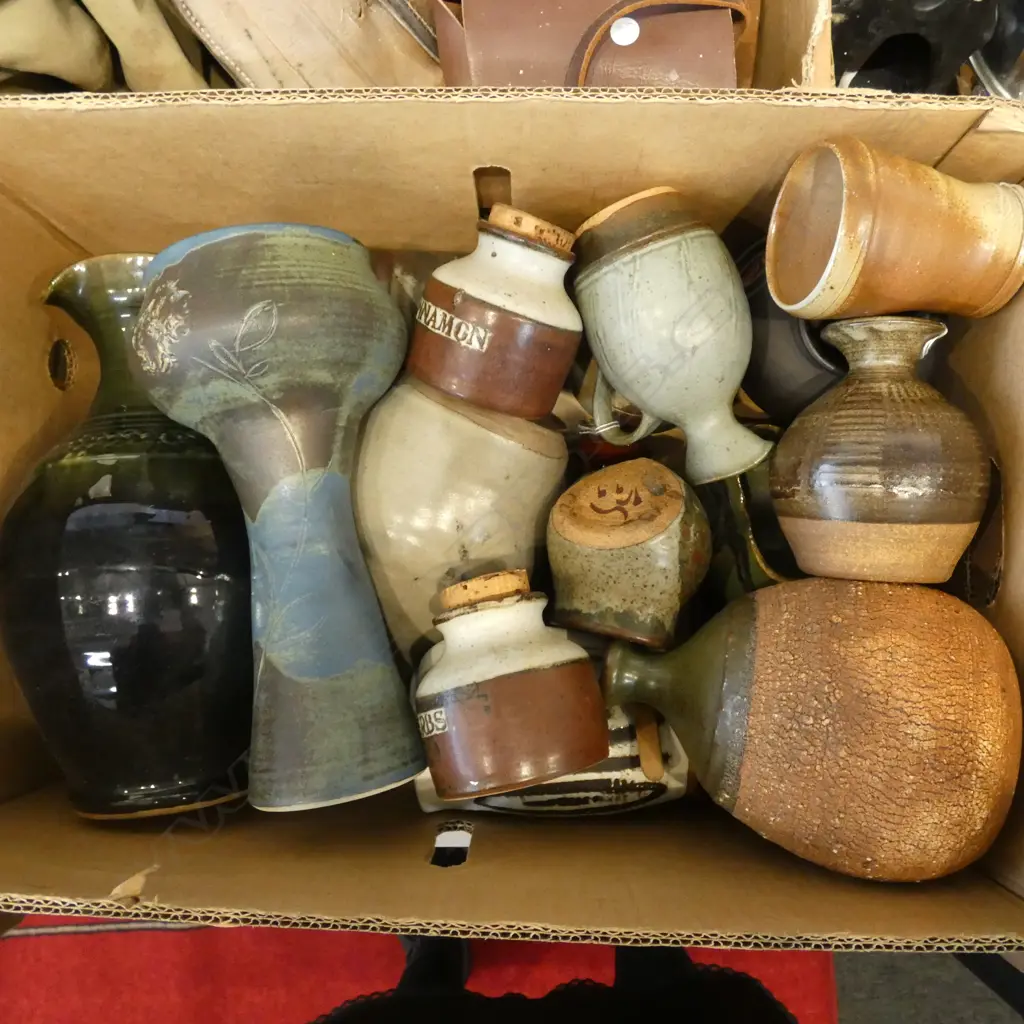 BOX OF ASST. STUDIO POTTERY Image 1++