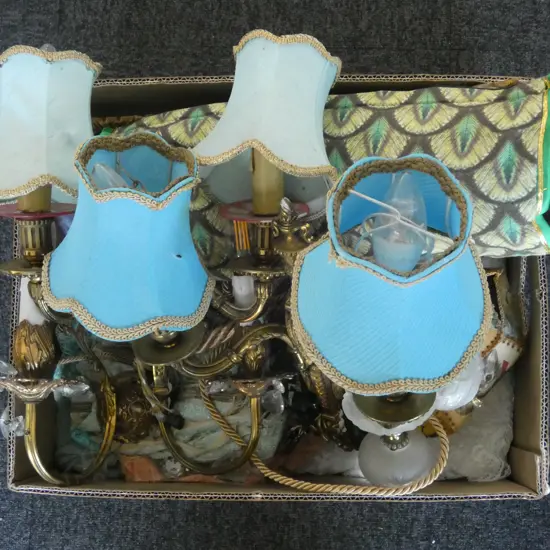 5 SCONCES (2 PRS + 1), BOLSTER CUSHION ETC