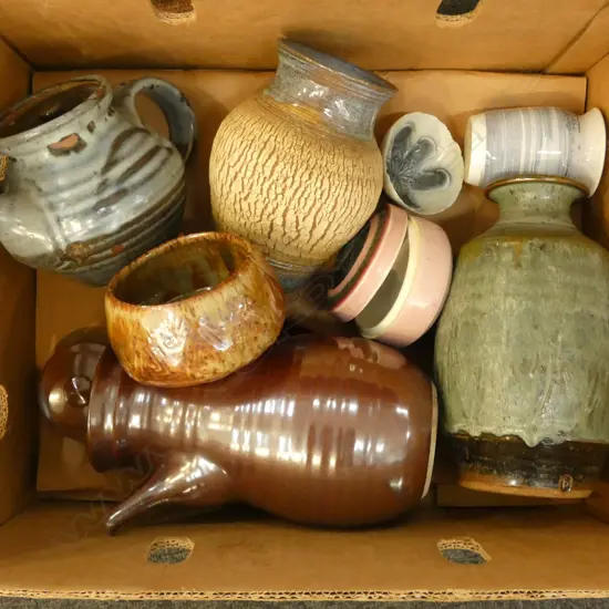 BOX OF ASST. STUDIO POTTERY