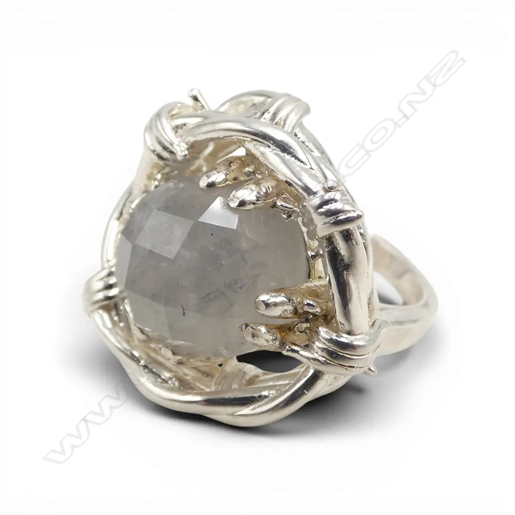 STOLEN GIRLFRIENDS CLUB SILVER & FACETED GEM RING twisted wire(bird's nest) mount. SIZE L1/2 Image 1++