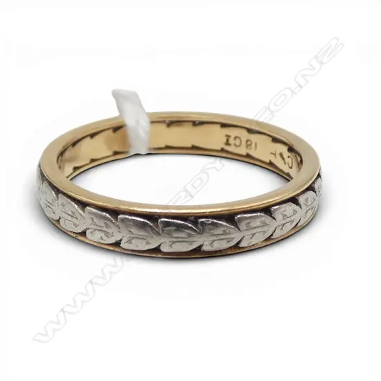 VINTAGE 18ct YELLOW GOLD & PLATINUM BAND RING 3.5gms SIZE N