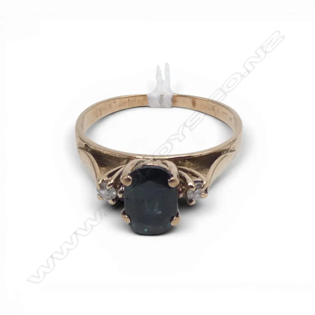 9CT GOLD SAPPHIRE & DIAMOND RING 1.9GMS TOTAL WIEGHT SIZE L Image 1++