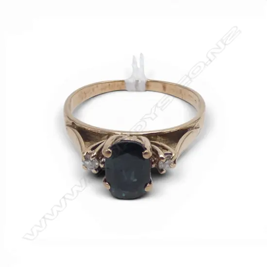9CT GOLD SAPPHIRE & DIAMOND RING 1.9GMS TOTAL WIEGHT SIZE L