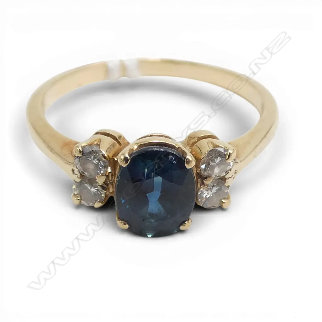 9ct DIAMOND & SAPPHIRE 2.63gms SIZE O Image 1++