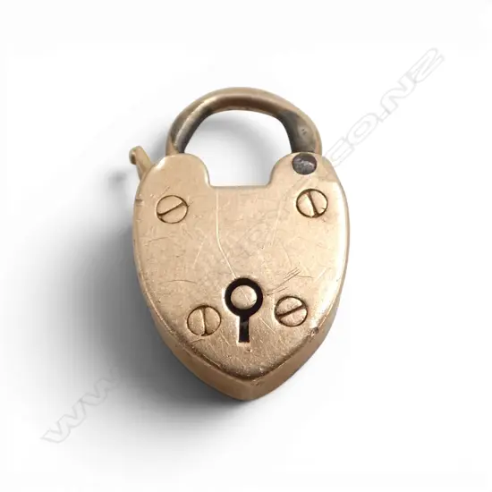 VINTAGE 15ct GOLD HEART PADLOCK CLASP 2gms SMAALL SIZE