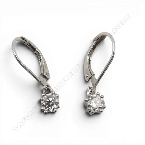 PR 18ct WHITE GOLD & SOLIATAIRE DIAMOND EARRINGS approx. 0.25ct each. 1.76gms