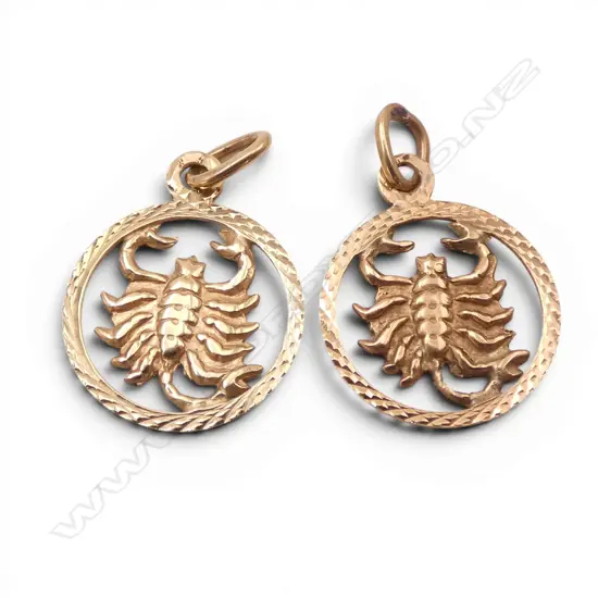PR 9ct GOLD ZODIAC SCORPIO PENDANTS 1.10gms