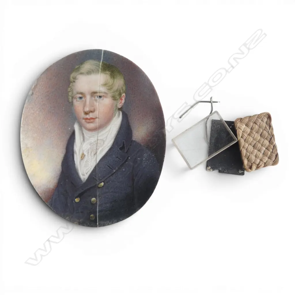 19thC hand painted portrait miniature of a gent panel cracked. Signed P. Paillou 1816. (British Image 1++