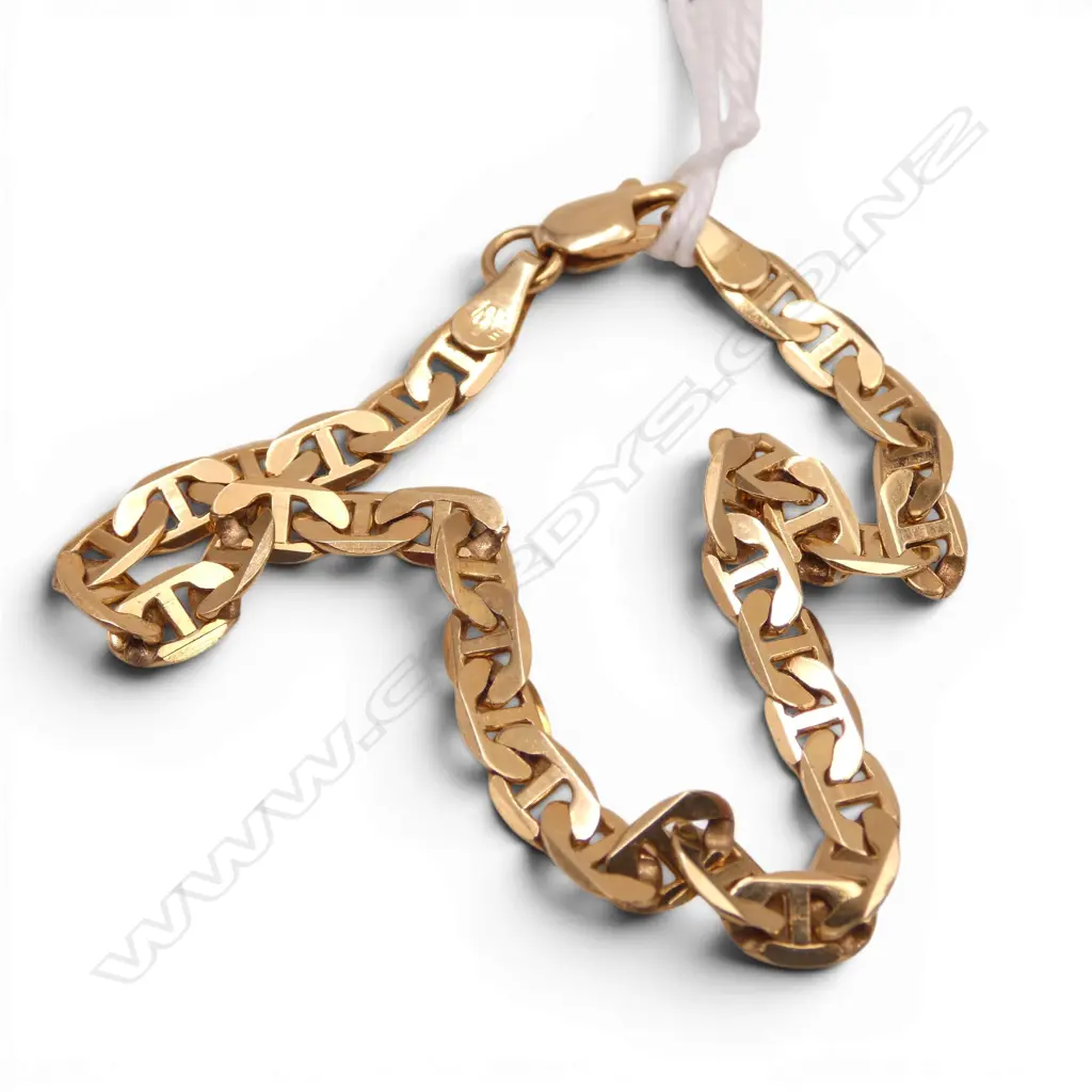 9ct GOLD FLAT CHAIN BRACELET 4.40gms Image 1++