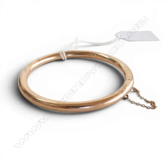 9ct SILVER LINED SNAP BANGLE w safety chain