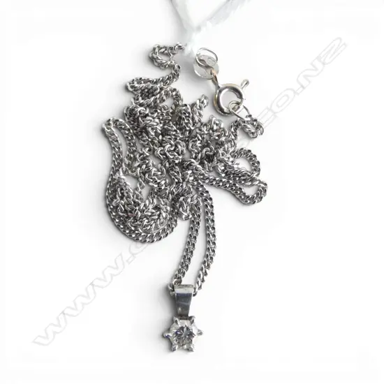 9CT WHITE GOLD CHAIN WITH DIAMOND DROP 3.7GMS TOTAL WIEGHT