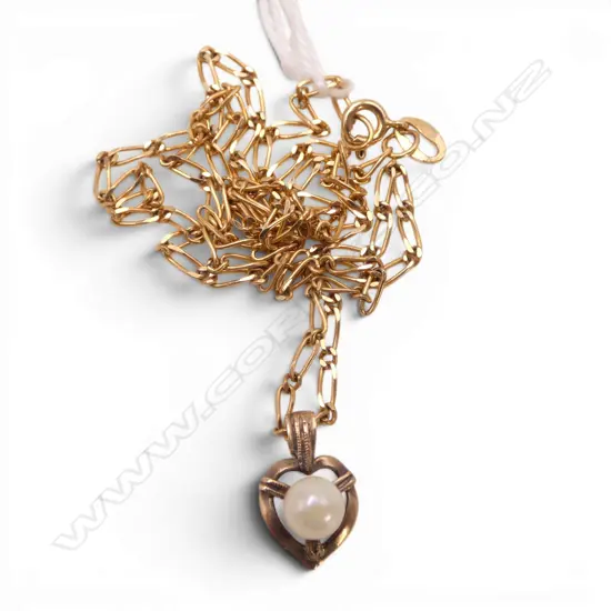 9CT GOLD CHAIN & 9CT PEARL DROP 3.5GMS TOTAL WIEGHT